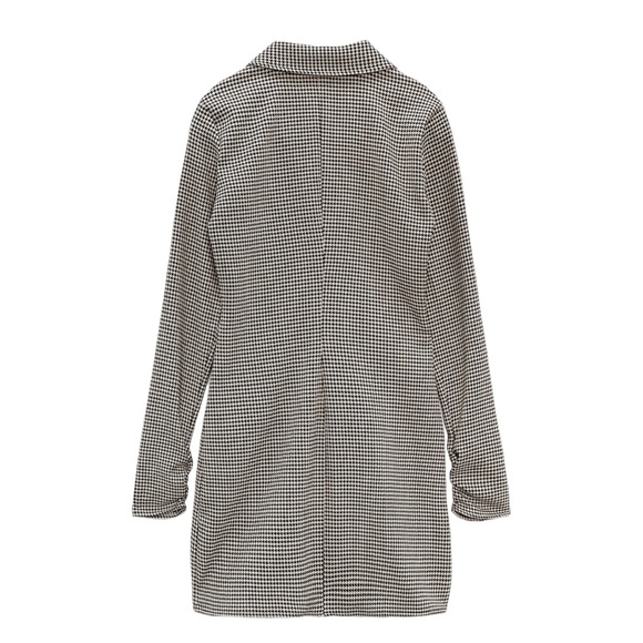 ZARA Ruched Houndstooth Button Front Mini Dress XS - Picture 8 of 9